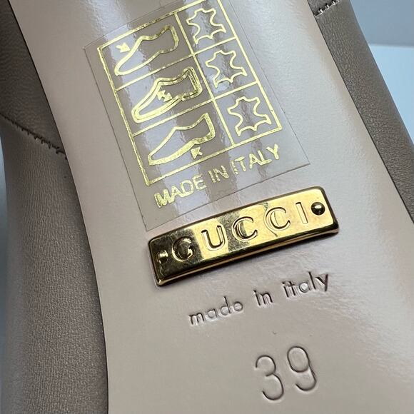 GUCCI Indya GG Pleated Accent Ankle Booties EU 39 US 9 Neutral Leather Heel Boot - Picture 10 of 12